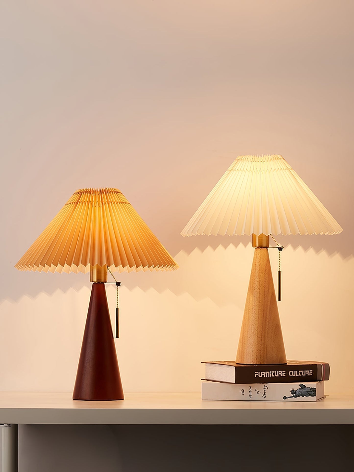 MarlowGlow | Elegant Wood & Metal Table Lamp, Beige Finish