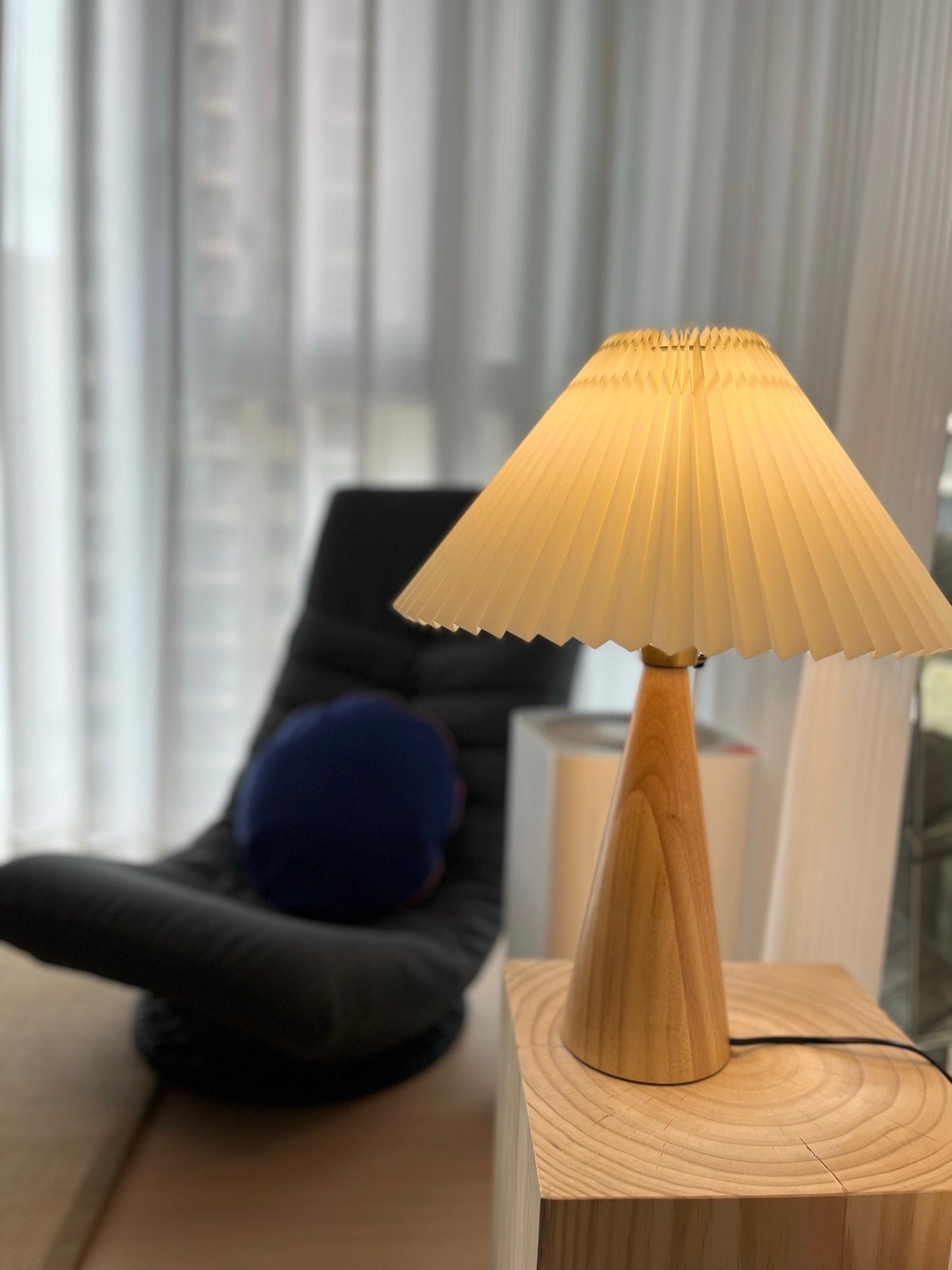MarlowGlow | Elegant Wood & Metal Table Lamp, Beige Finish