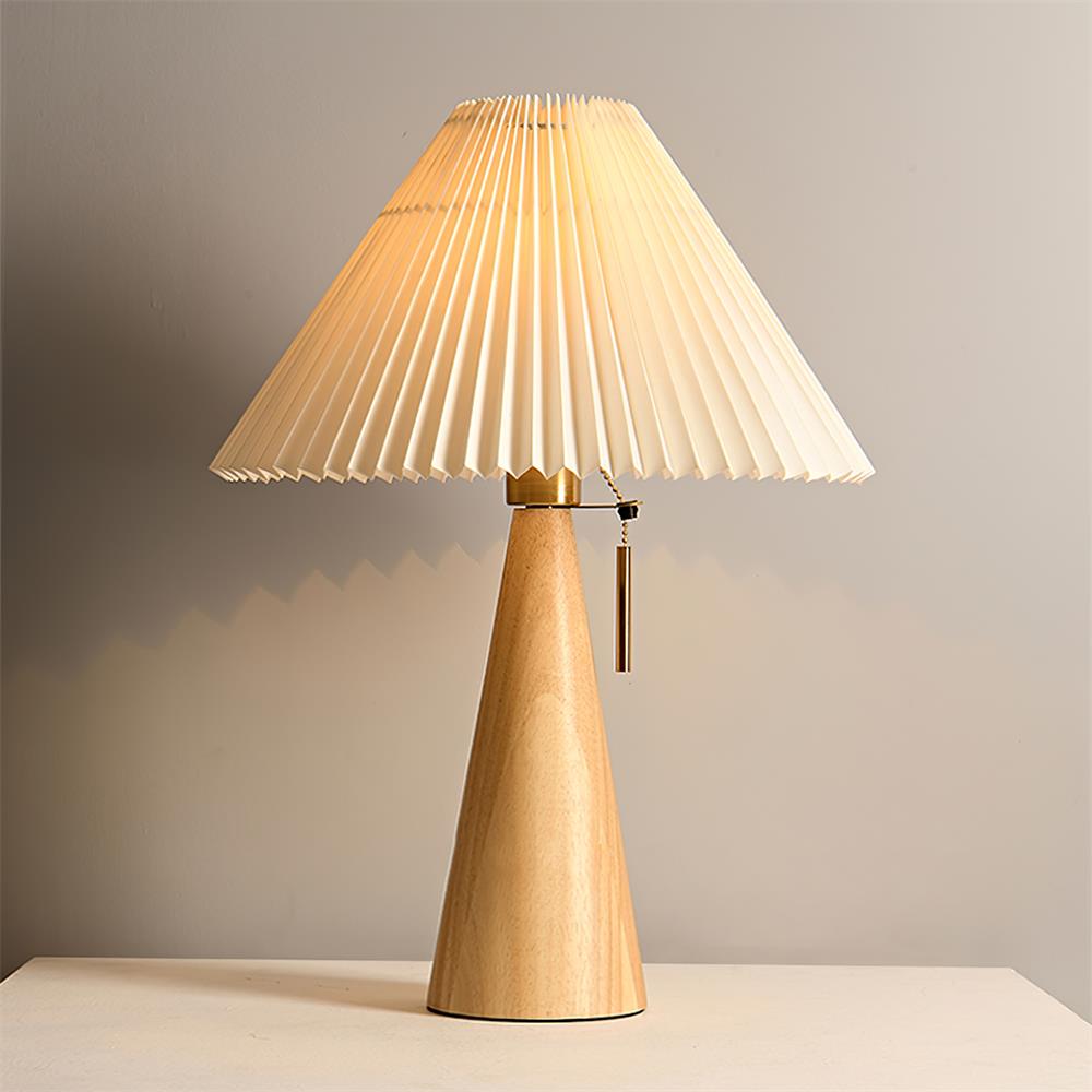 MarlowGlow | Elegant Wood & Metal Table Lamp, Beige Finish