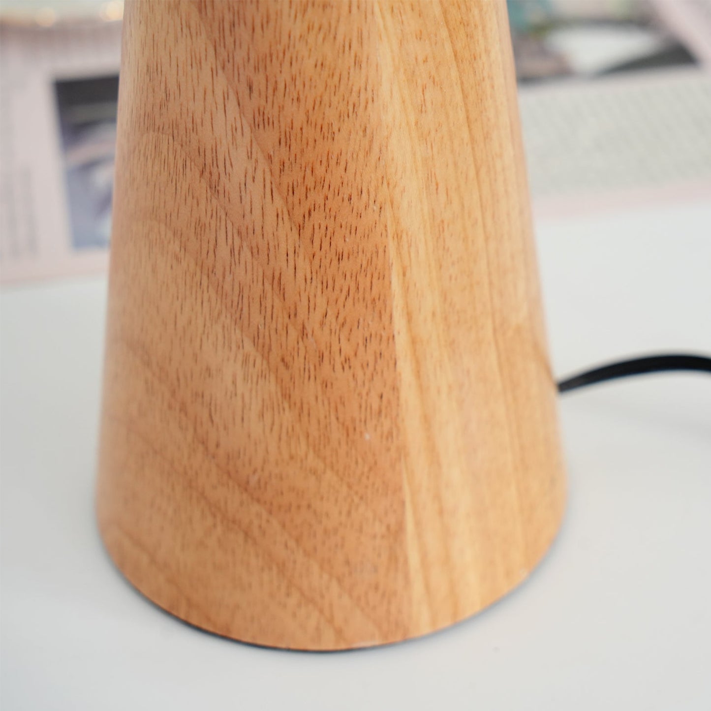MarlowGlow | Elegant Wood & Metal Table Lamp, Beige Finish