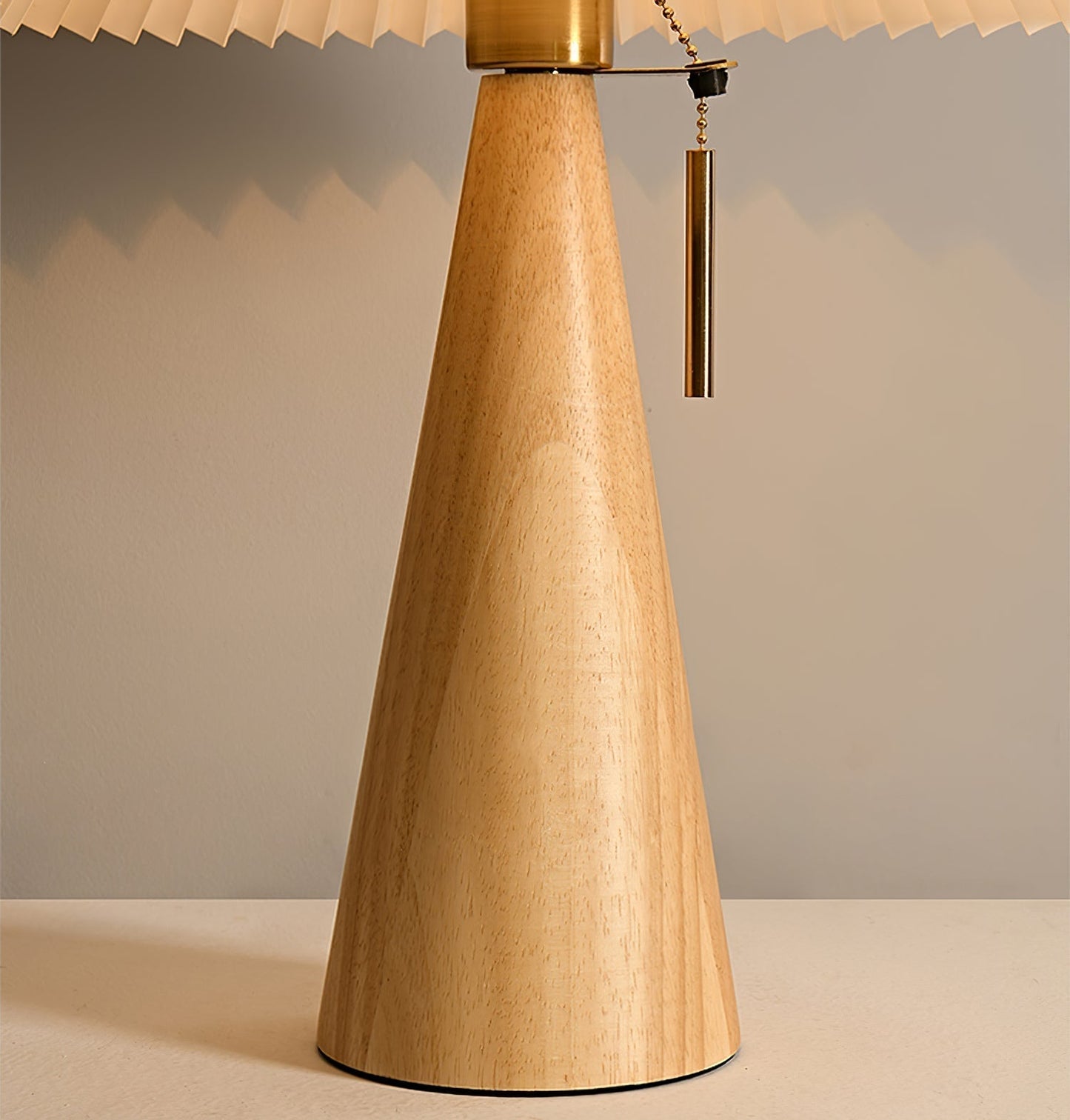 MarlowGlow | Elegant Wood & Metal Table Lamp, Beige Finish