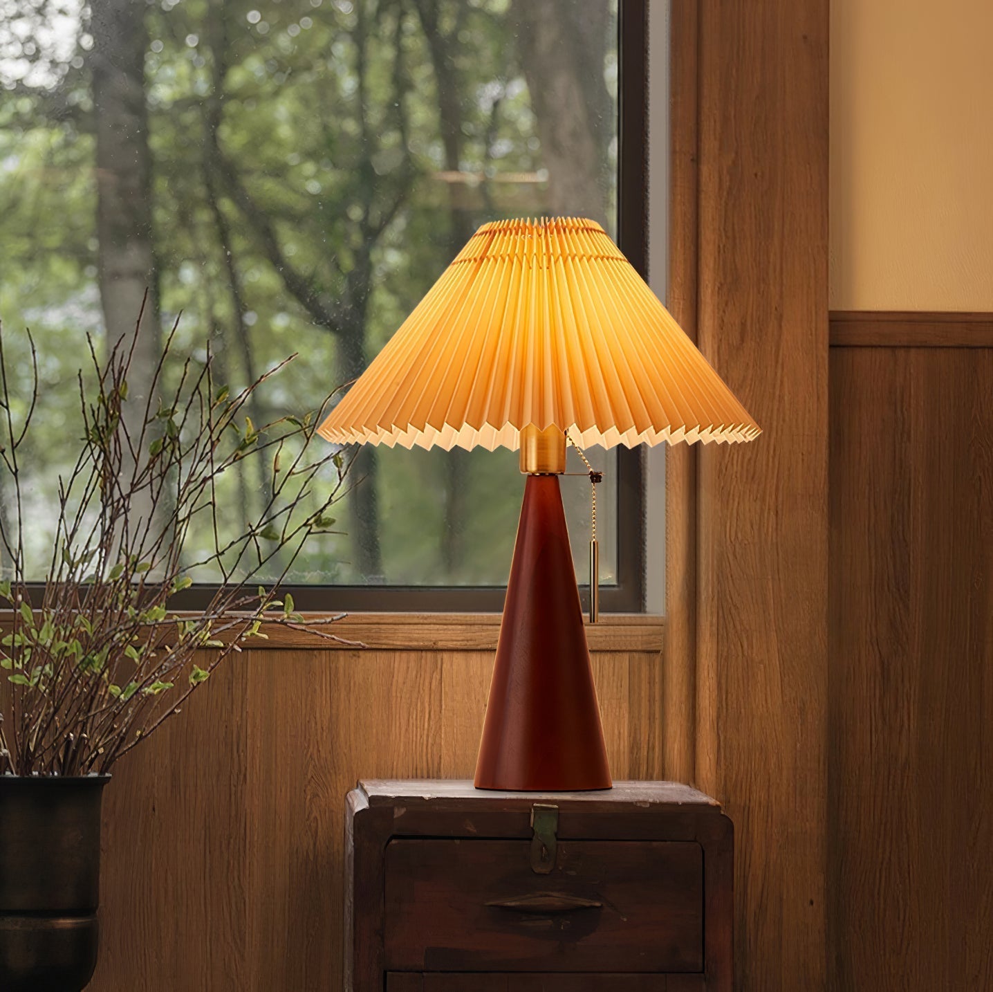 MarlowGlow | Elegant Wood & Metal Table Lamp, Beige Finish