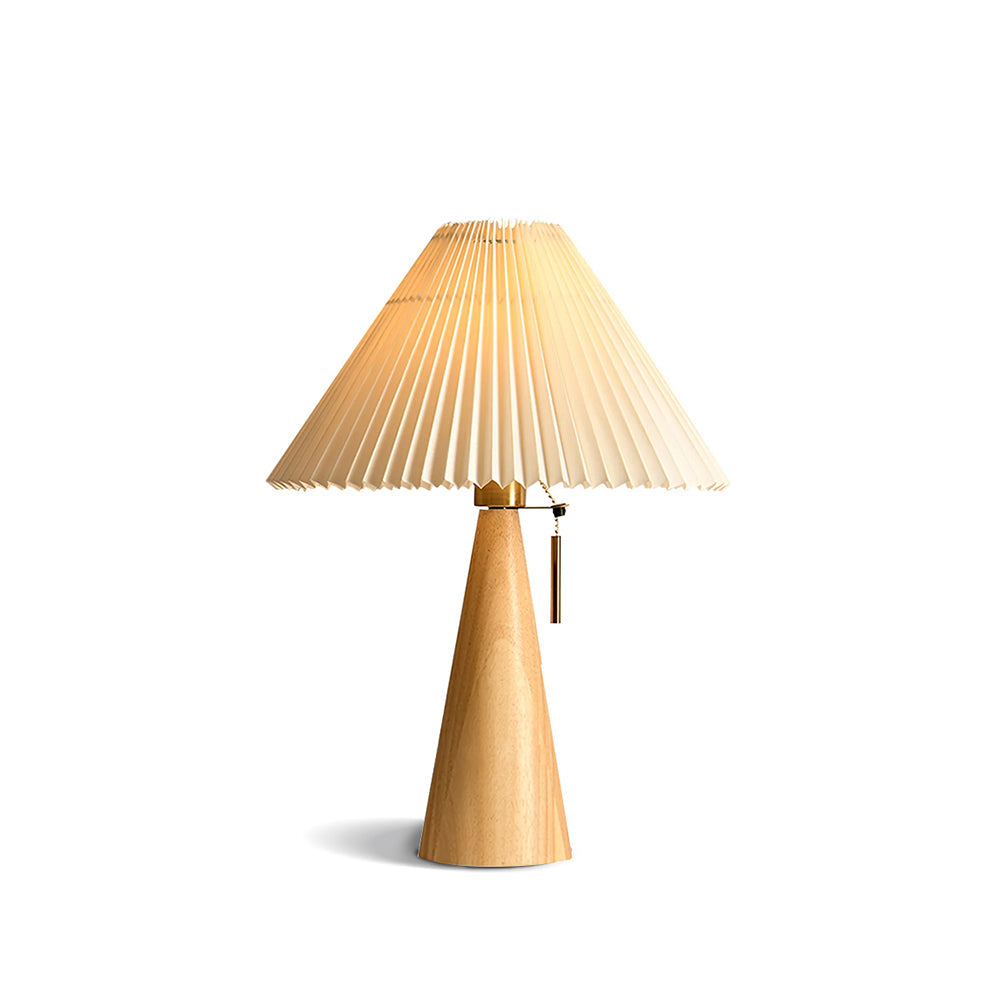 MarlowGlow | Elegant Wood & Metal Table Lamp, Beige Finish