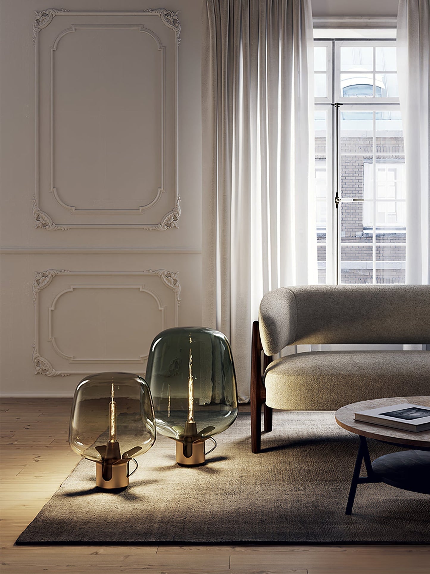 AuroraGlass Elegant Table Lamp With Warm LED Ambient Glow