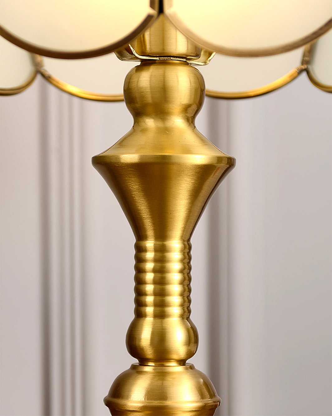 Alvora Classic Brass and Glass Table Lamp, White Finish