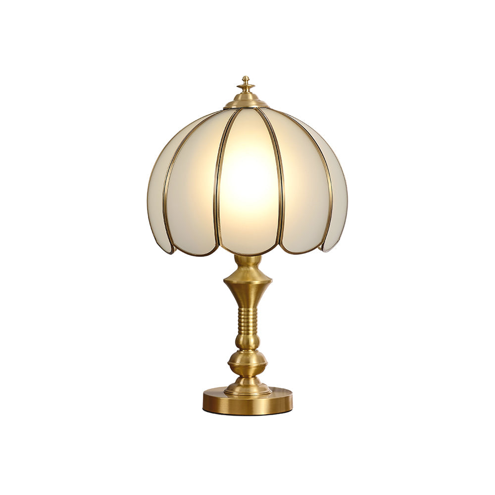 Alvora Classic Brass and Glass Table Lamp, White Finish