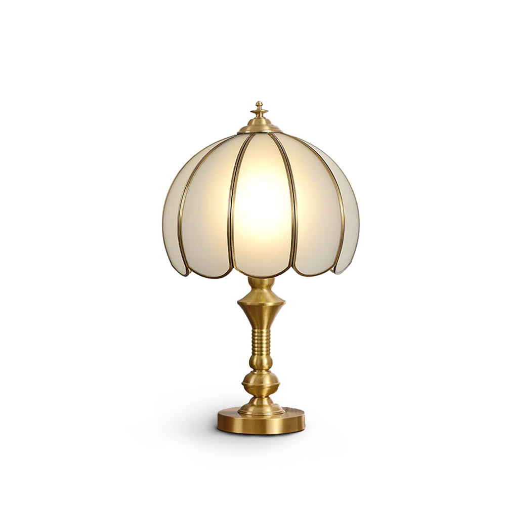 Alvora Classic Brass and Glass Table Lamp, White Finish