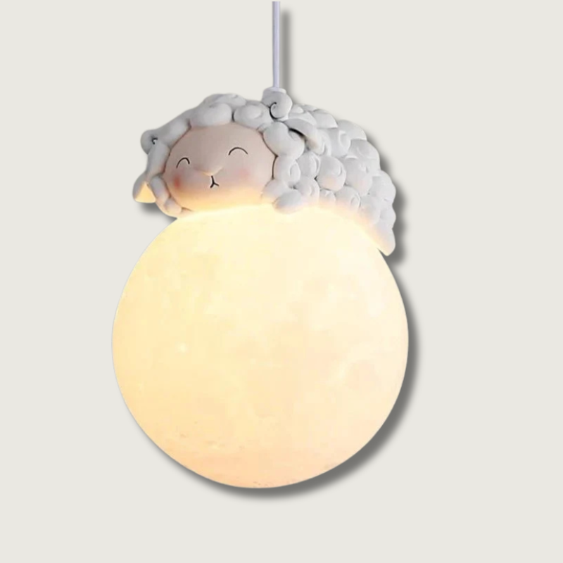 Lunelle Moon Pendant Light For Kids With Sleeping Animal