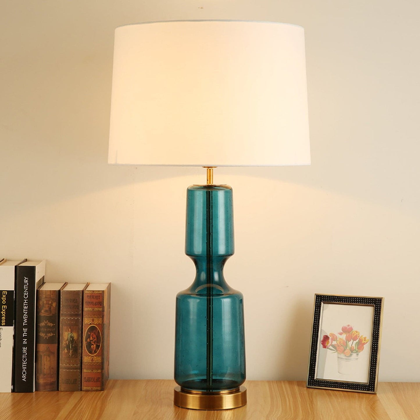 Aurelin Elegant Metal And Glass Table Lamp For Office