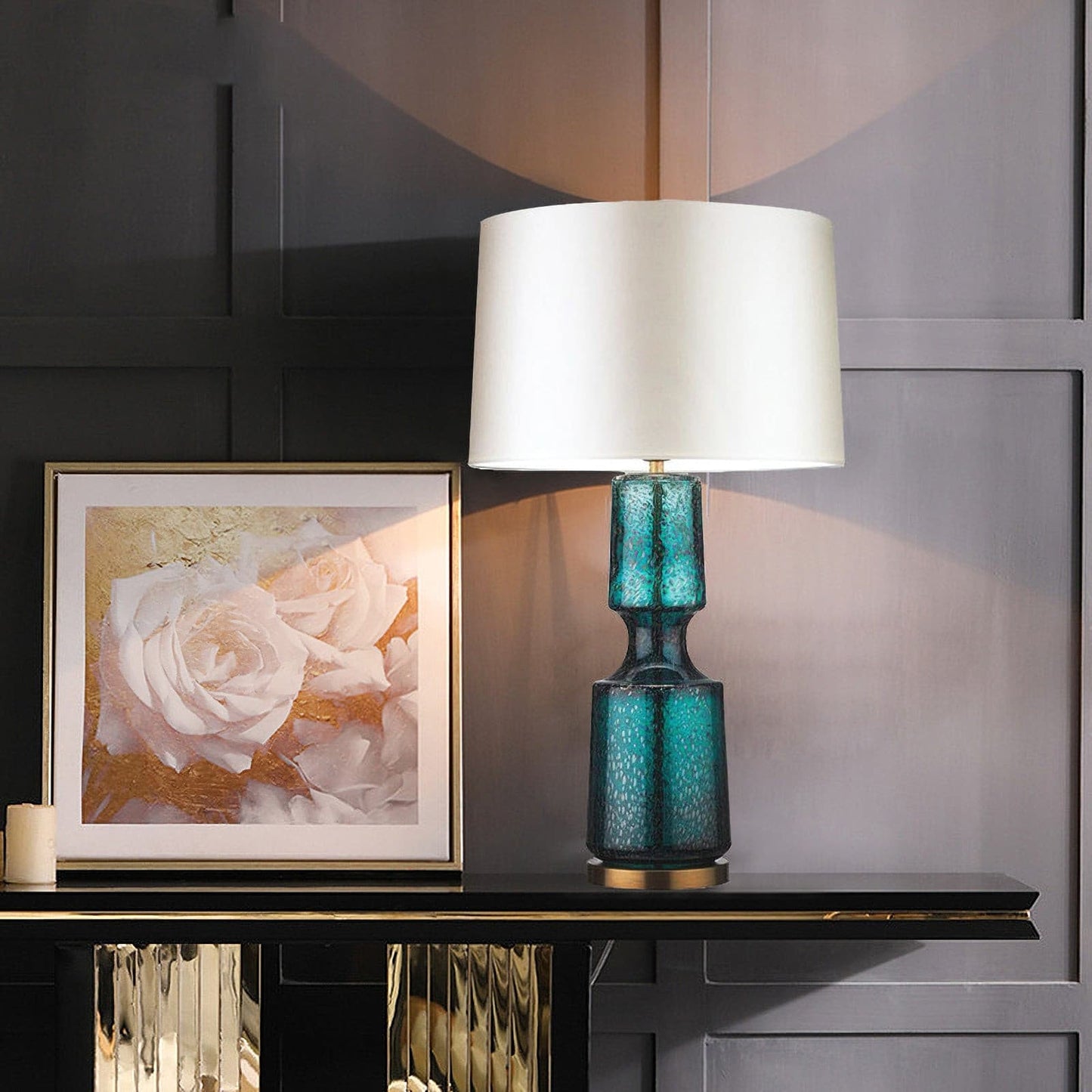 Aurelin Elegant Metal And Glass Table Lamp For Office