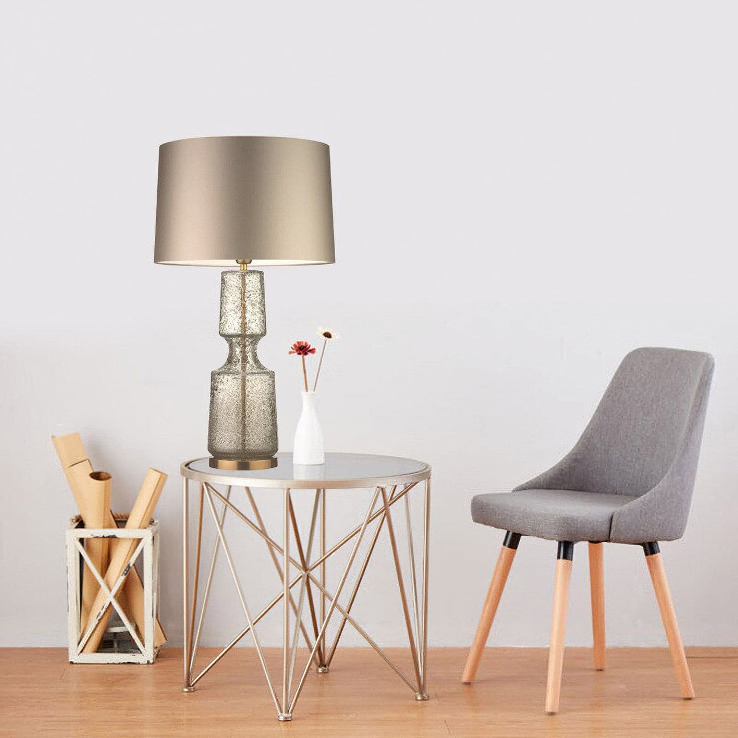 Aurelin Elegant Metal And Glass Table Lamp For Office