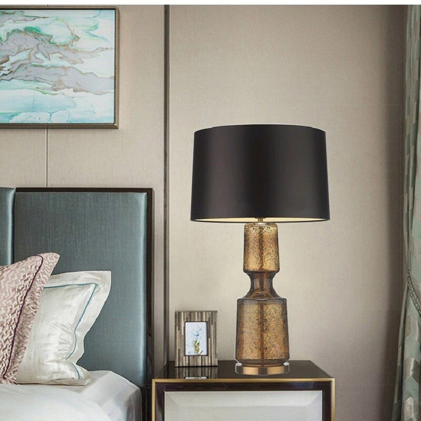 Aurelin Elegant Metal And Glass Table Lamp For Office