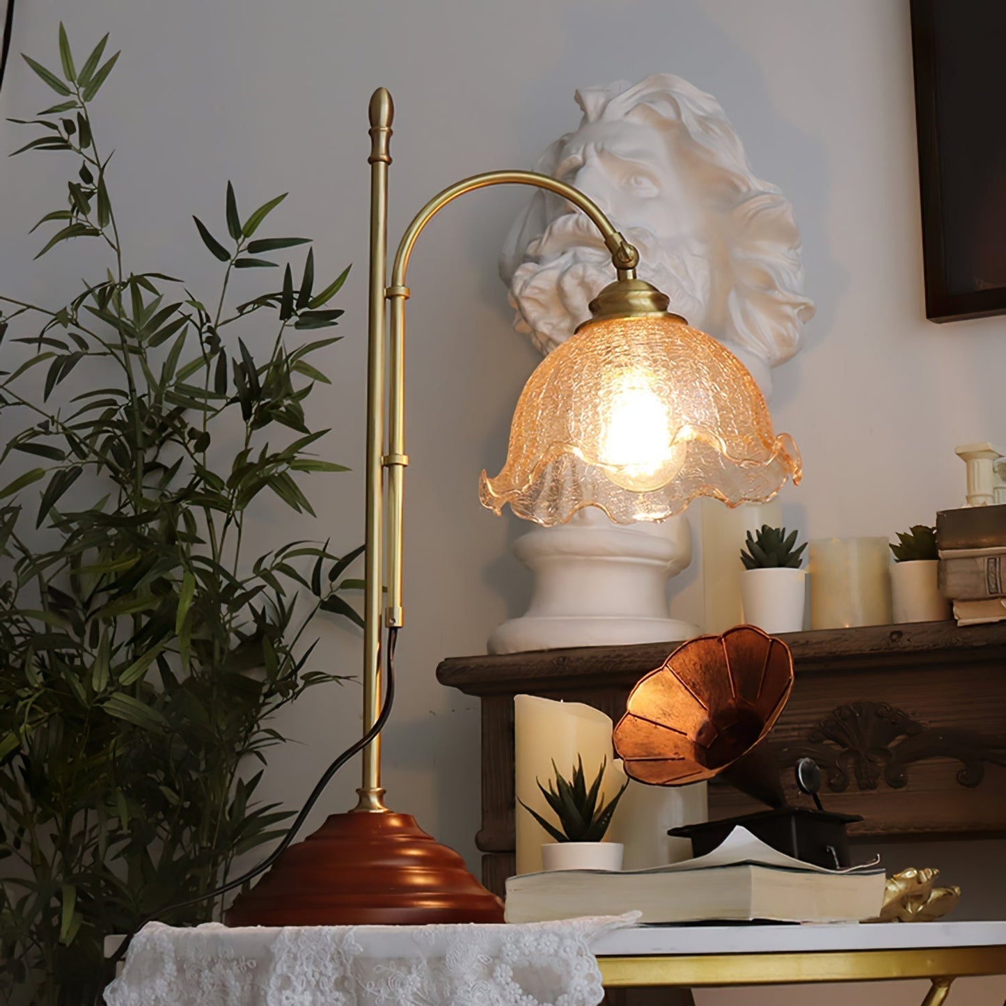 ThorneGlow | Textured Patina Table Lamp With Soft Glow