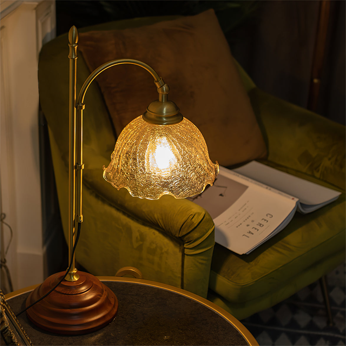 ThorneGlow | Textured Patina Table Lamp With Soft Glow