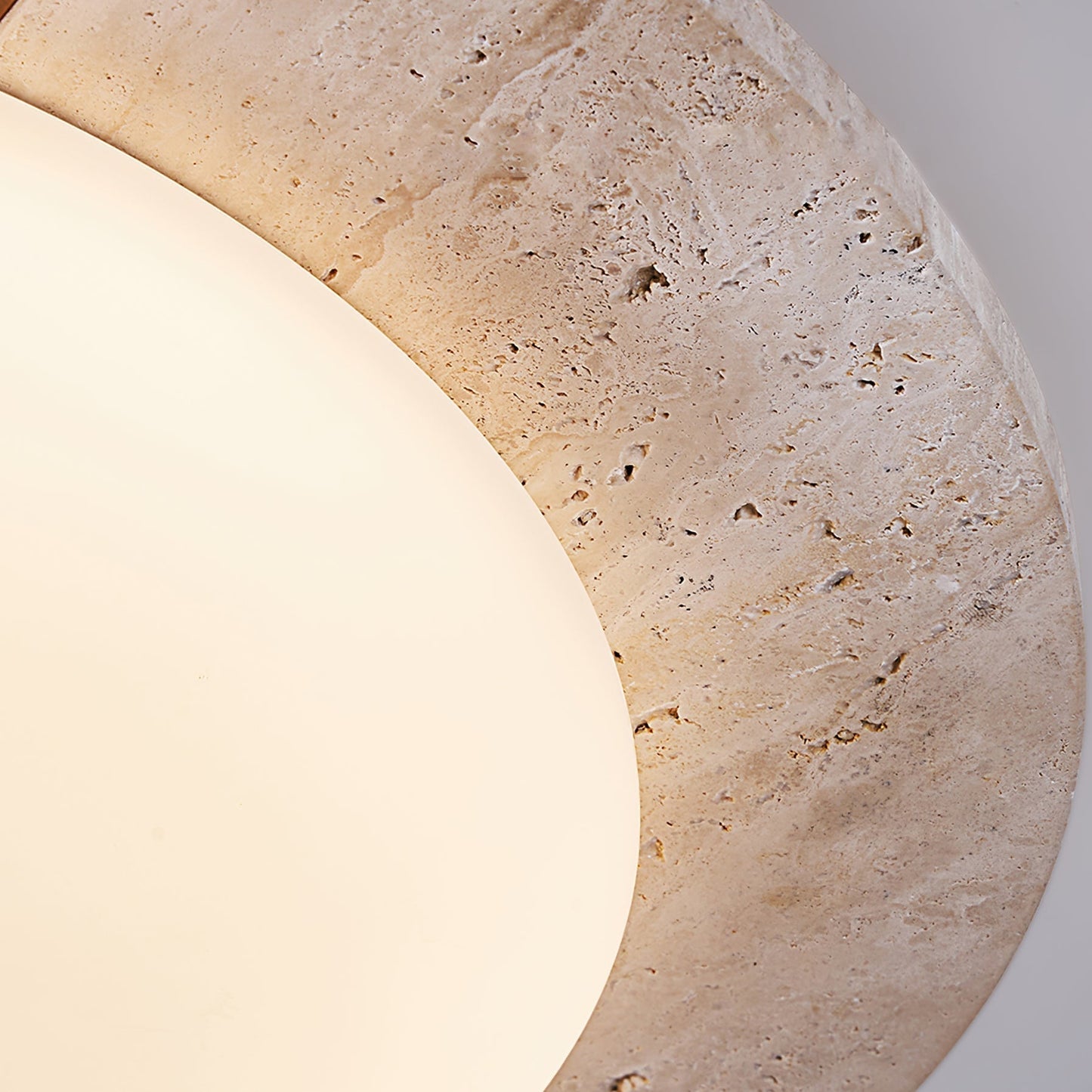 Aurelle Vintage Ceiling Lamp in Yellow Travertine and Wood