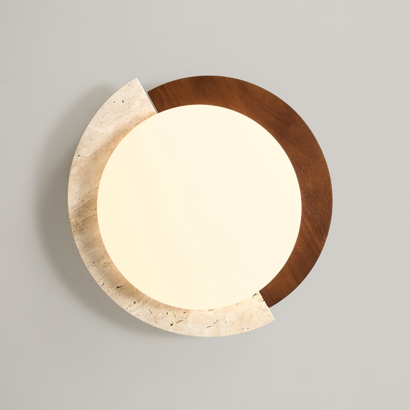 Aurelle Vintage Ceiling Lamp in Yellow Travertine and Wood