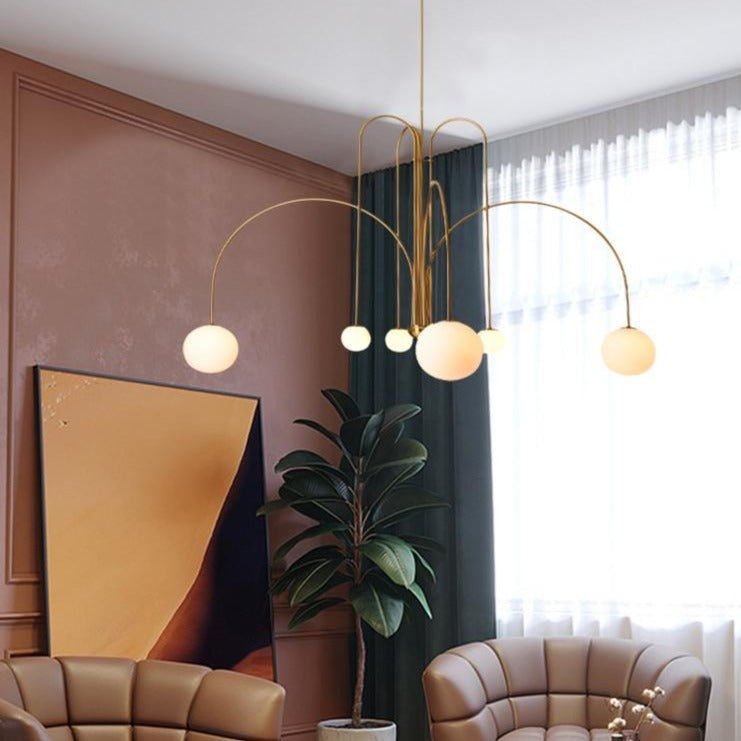 LumaCrest Modern Curved Chandelier Light With Iron Frame