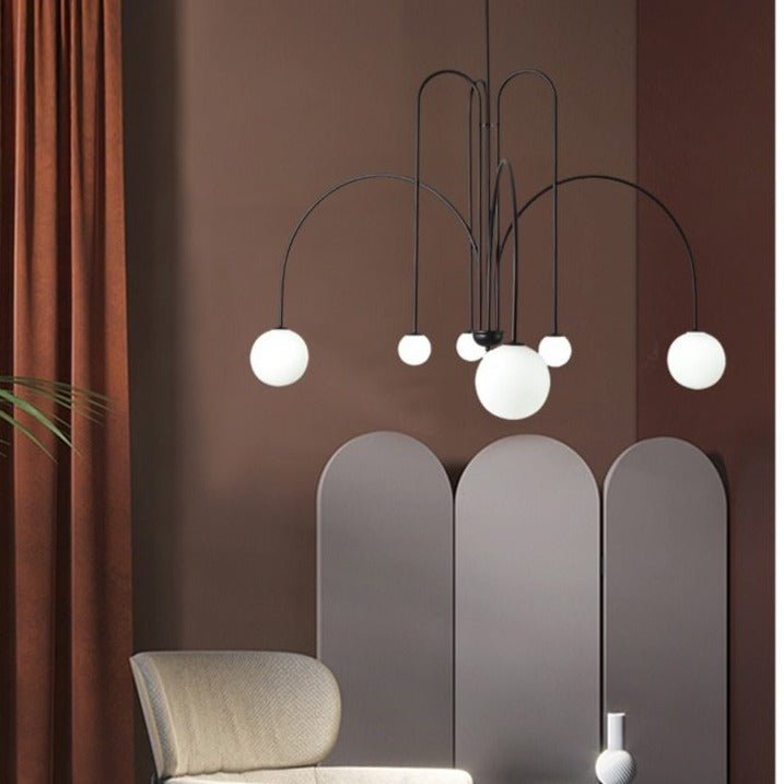 LumaCrest Modern Curved Chandelier Light With Iron Frame