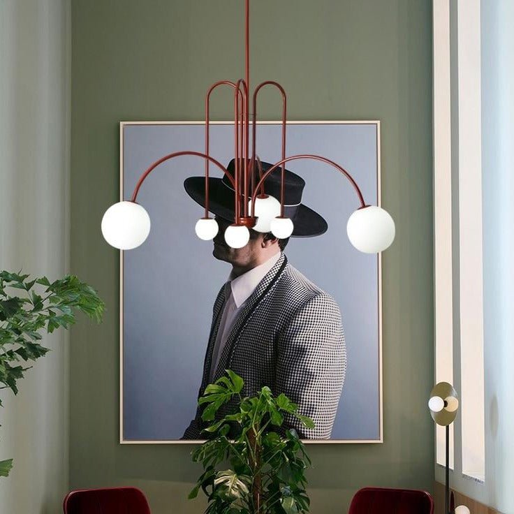 LumaCrest Modern Curved Chandelier Light With Iron Frame
