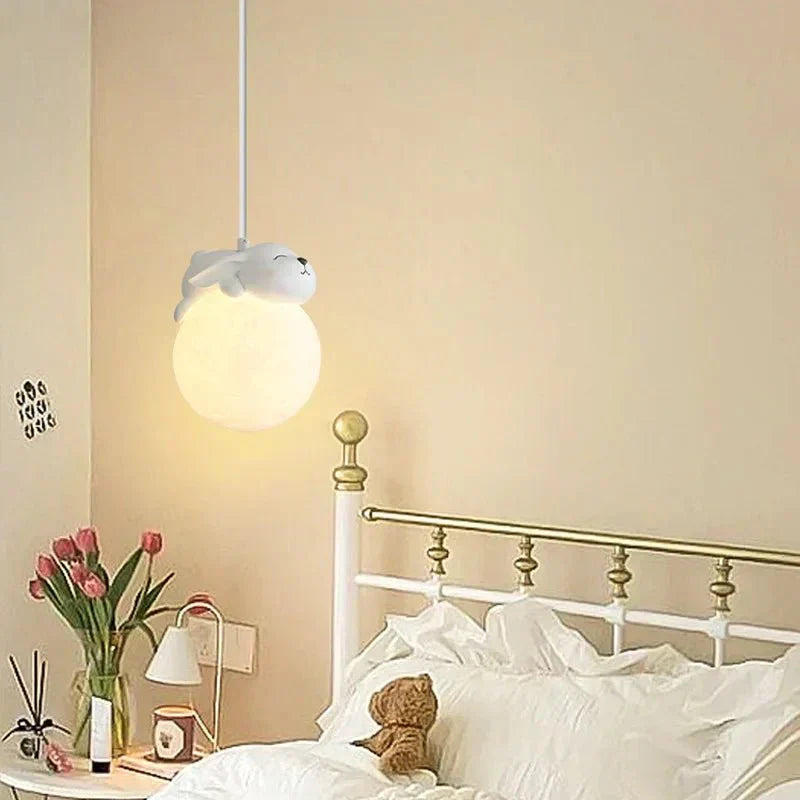 Lunelle Moon Pendant Light For Kids With Sleeping Animal