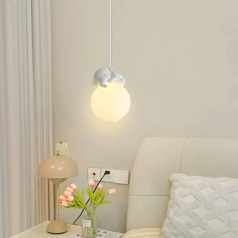 Lunelle Moon Pendant Light For Kids With Sleeping Animal