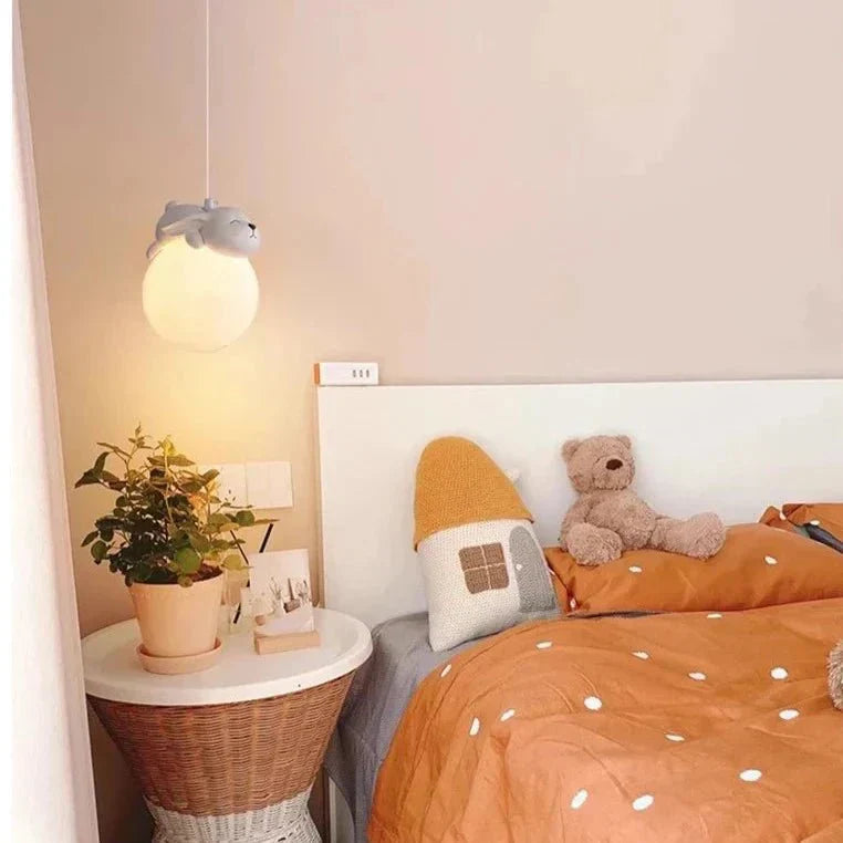 Lunelle Moon Pendant Light For Kids With Sleeping Animal