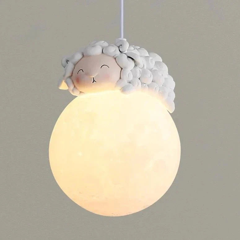 Lunelle Moon Pendant Light For Kids With Sleeping Animal