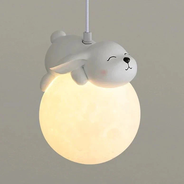 Lunelle Moon Pendant Light For Kids With Sleeping Animal