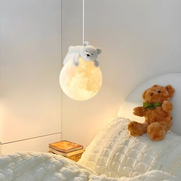 Lunelle Moon Pendant Light For Kids With Sleeping Animal