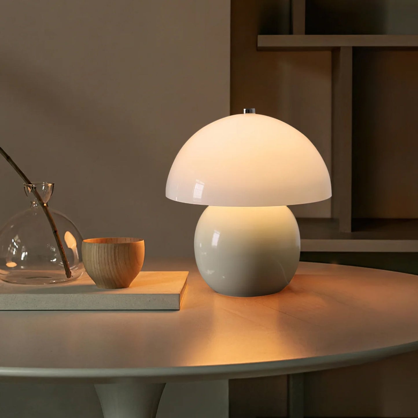MiraGlow Mushroom Ceramic Table Lamp With Cool White Light