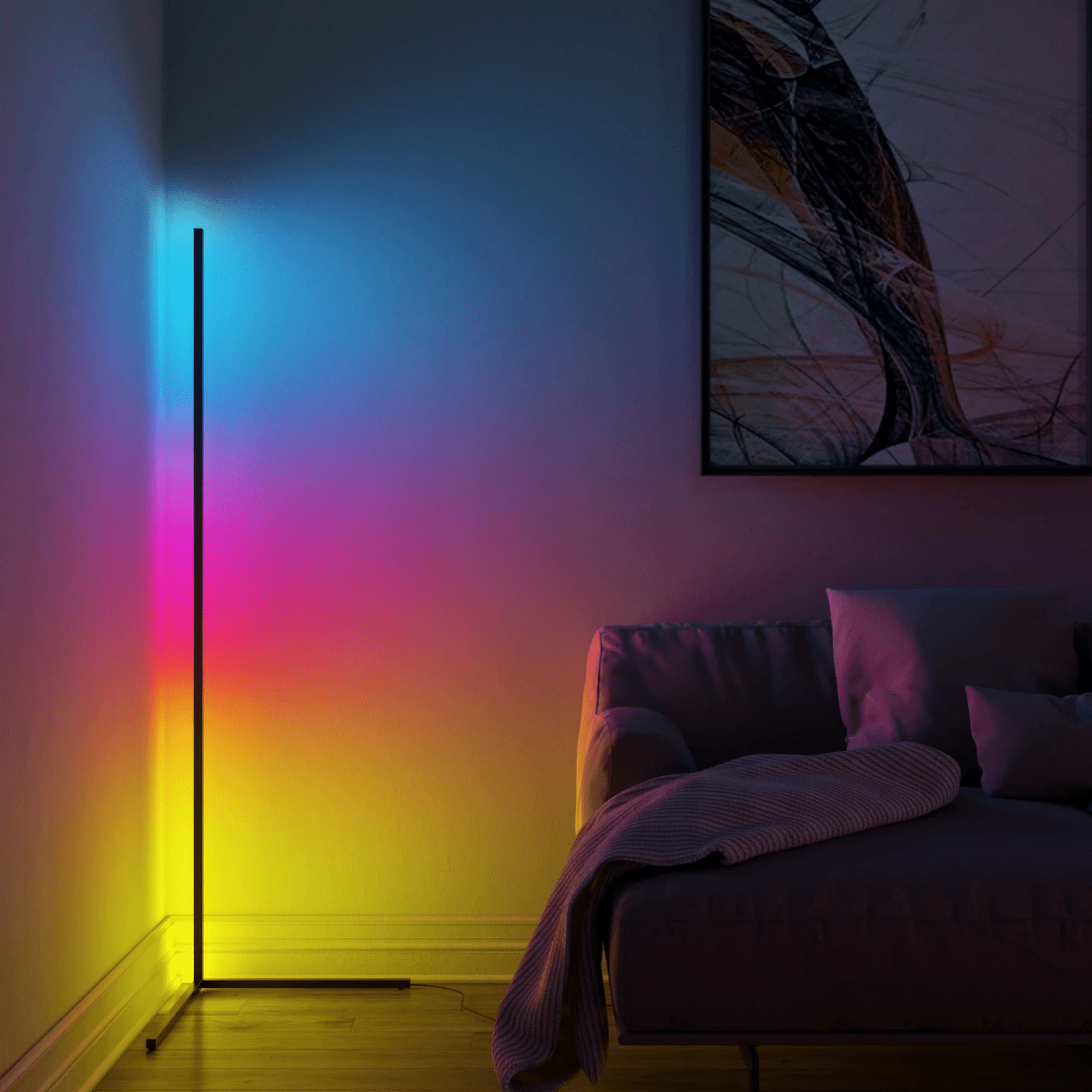 LumaEdge RGB Corner Lamp In Sleek Aluminum Ambient Light