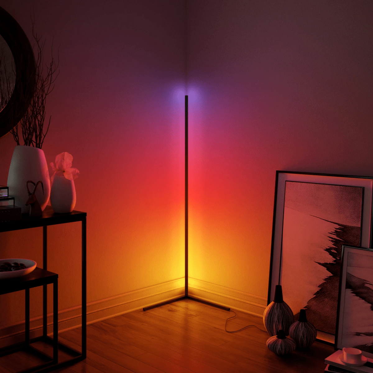 LumaEdge RGB Corner Lamp In Sleek Aluminum Ambient Light