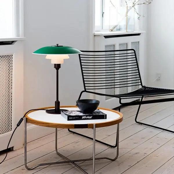Vellora | Modern Low-Profile Metal Lamp with Opal Shades