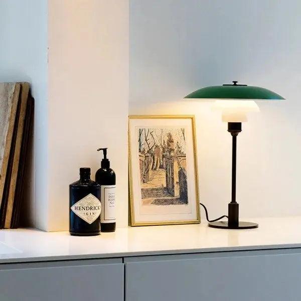 Vellora | Modern Low-Profile Metal Lamp with Opal Shades