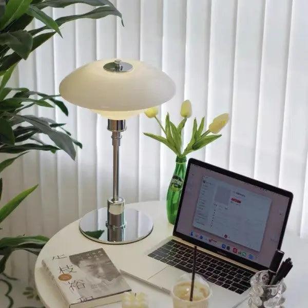 Vellora | Modern Low-Profile Metal Lamp with Opal Shades