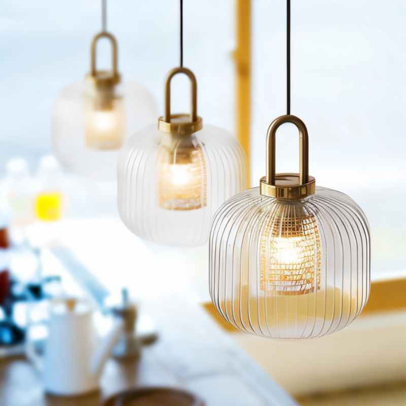 Trellis | Striped Glass Pendant Light for Living Rooms