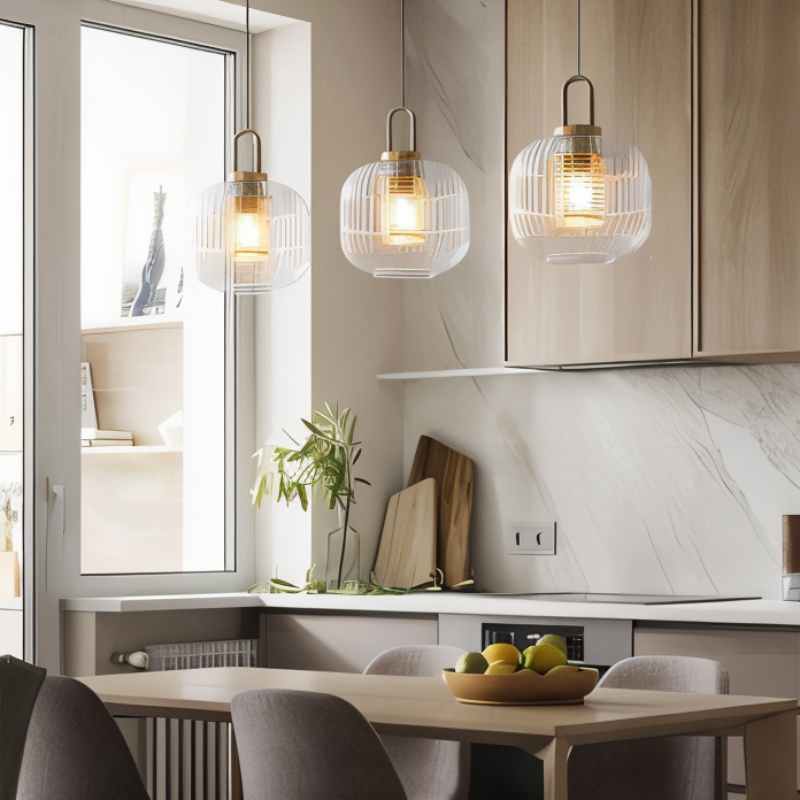 Trellis | Striped Glass Pendant Light for Living Rooms