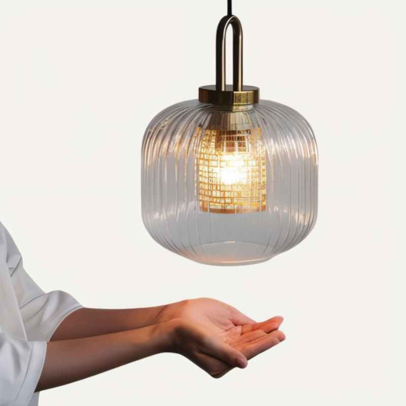 Trellis | Striped Glass Pendant Light for Living Rooms