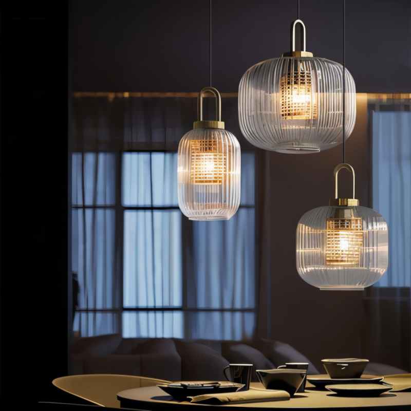 Trellis | Striped Glass Pendant Light for Living Rooms