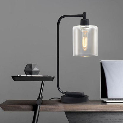 LumaVell Modern Cylinder Table Lamp With Metal Base