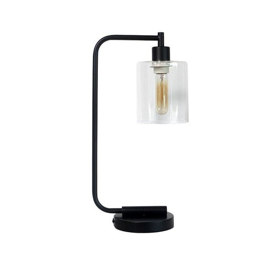 LumaVell Modern Cylinder Table Lamp With Metal Base