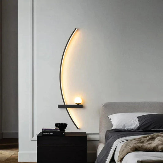 AstraGlow | Minimalist LED Wall Lamp in Matte Black & Gold
