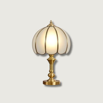 Alvora Classic Brass and Glass Table Lamp, White Finish