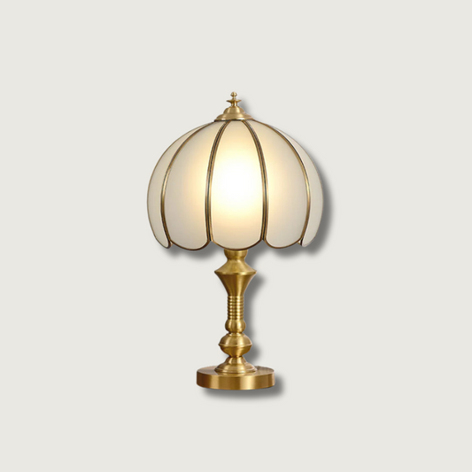 Alvora Classic Brass and Glass Table Lamp, White Finish