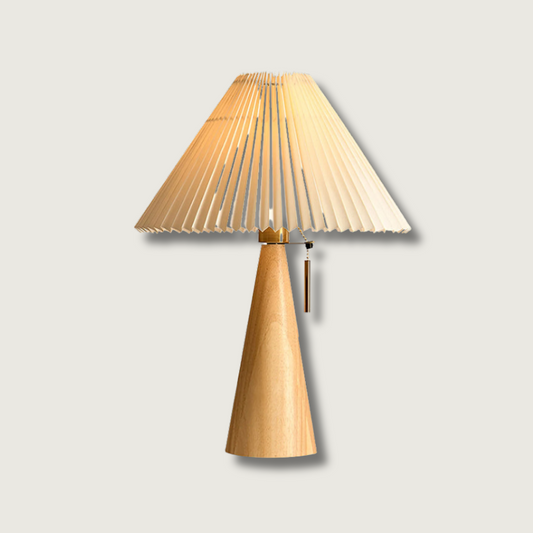 MarlowGlow | Elegant Wood & Metal Table Lamp, Beige Finish