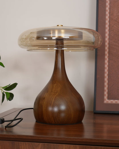 Averly | Wood & Brass LED Table Lamp For Ambient Lighting
