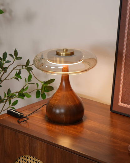 Averly | Wood & Brass LED Table Lamp For Ambient Lighting