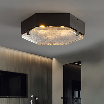 Valeron Hexagonal Glass Ceiling Light In Black And Copper