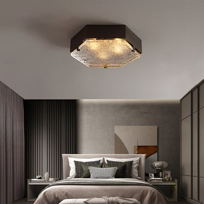 Valeron Hexagonal Glass Ceiling Light In Black And Copper