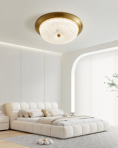 Lorian | Brass Finish Minimalist Ceiling Light, Warm Glow